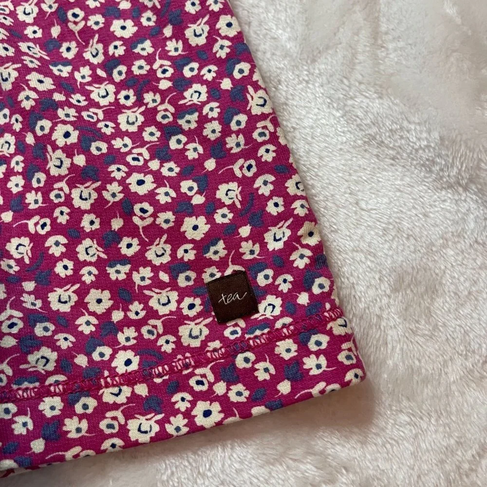 Tea Collection Ditsy Drawstring Dress Girls Size‎ 5 100% Cotton Pink, Floral NEW